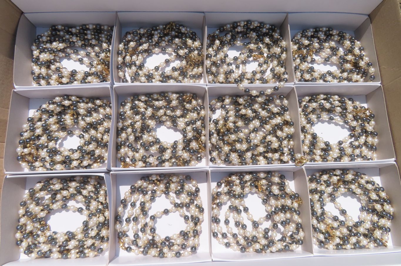 Polished Silver Hematite and Freshwater Pearl Beaded Necklace - Sold Per Item - From China - Toprock Gemstones and Minerals 