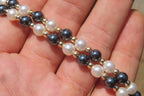 Polished Silver Hematite and Freshwater Pearl Beaded Necklace - Sold Per Item - From China - Toprock Gemstones and Minerals 