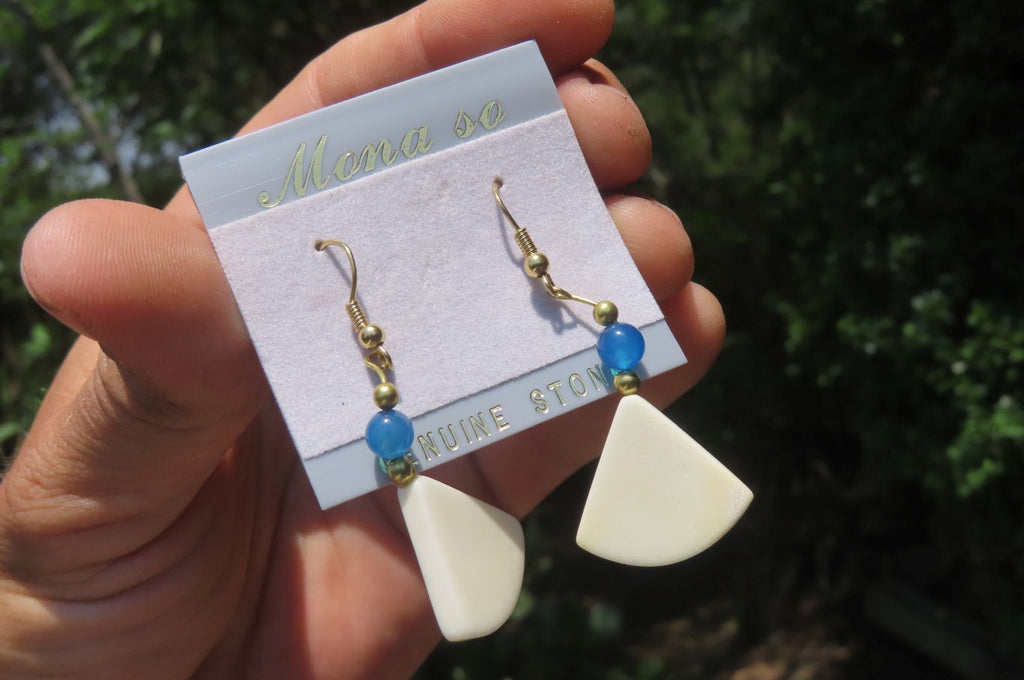 Polished Marble Fan Earrings - Sold Per Set - From China - Toprock Gemstones and Minerals 