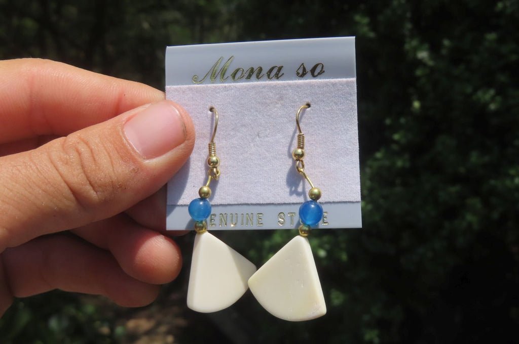 Polished Marble Fan Earrings - Sold Per Set - From China - Toprock Gemstones and Minerals 