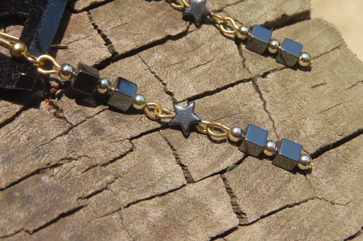 Polished Pair of Long Silver Hematite Bead Earrings - sold per Pair - From Southern Africa - Toprock Gemstones and Minerals 