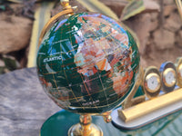 Polished Gemstone World Globe Desk Set x 1 From China - Toprock Gemstones and Minerals 