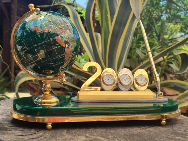 Polished Gemstone World Globe Desk Set x 1 From China - Toprock Gemstones and Minerals 