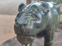 Hand Made Green Verdite Lioness Carving x 1 From Zimbabwe - Toprock Gemstones and Minerals 