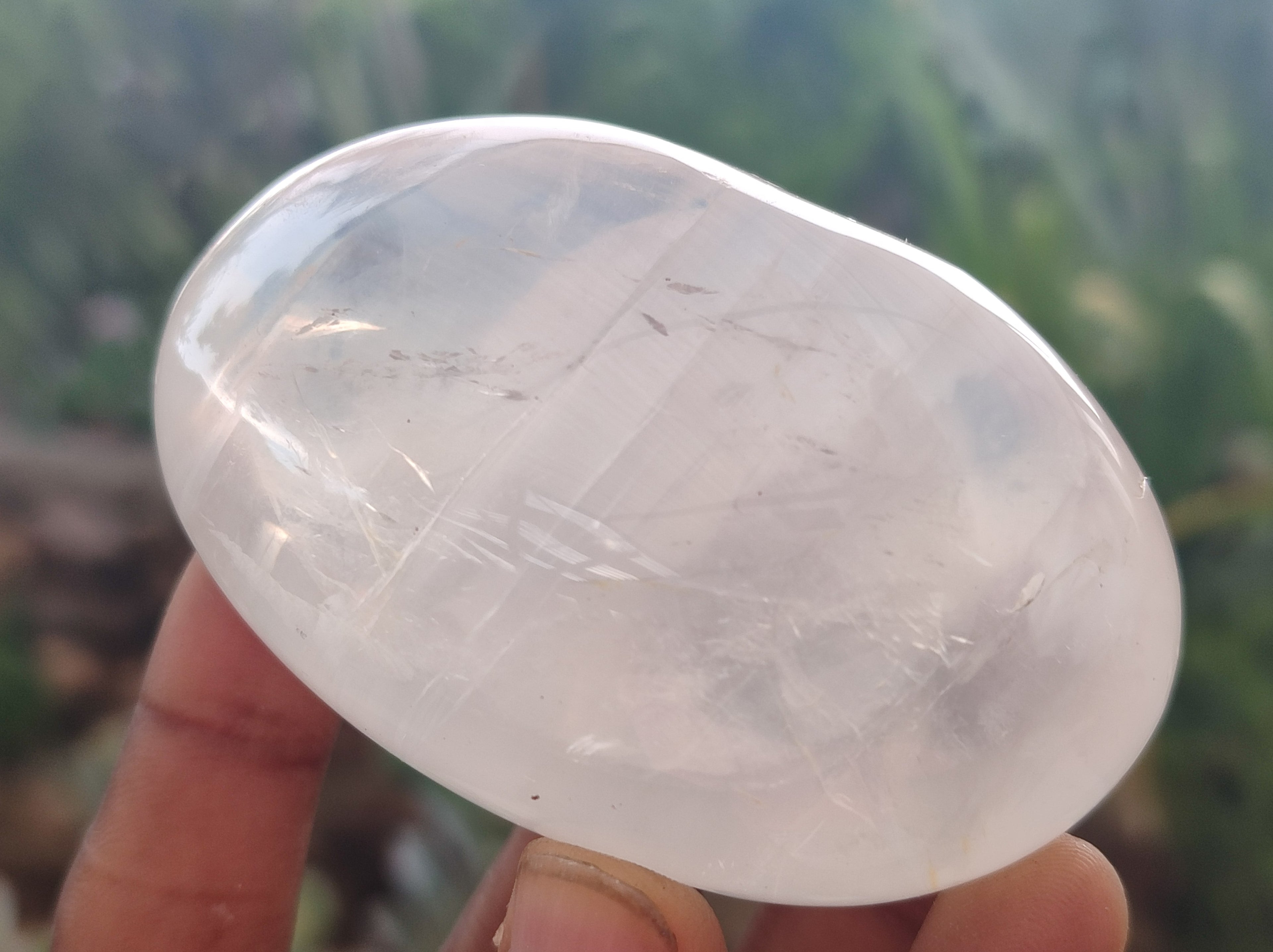 Polished Girasol Pearl Quartz Palm Stones x 6 From Madagascar - Toprock Gemstones and Minerals 