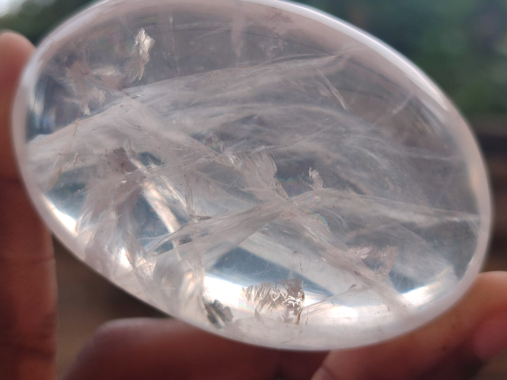 Polished Girasol Pearl Quartz Palm Stones x 6 From Madagascar - Toprock Gemstones and Minerals 