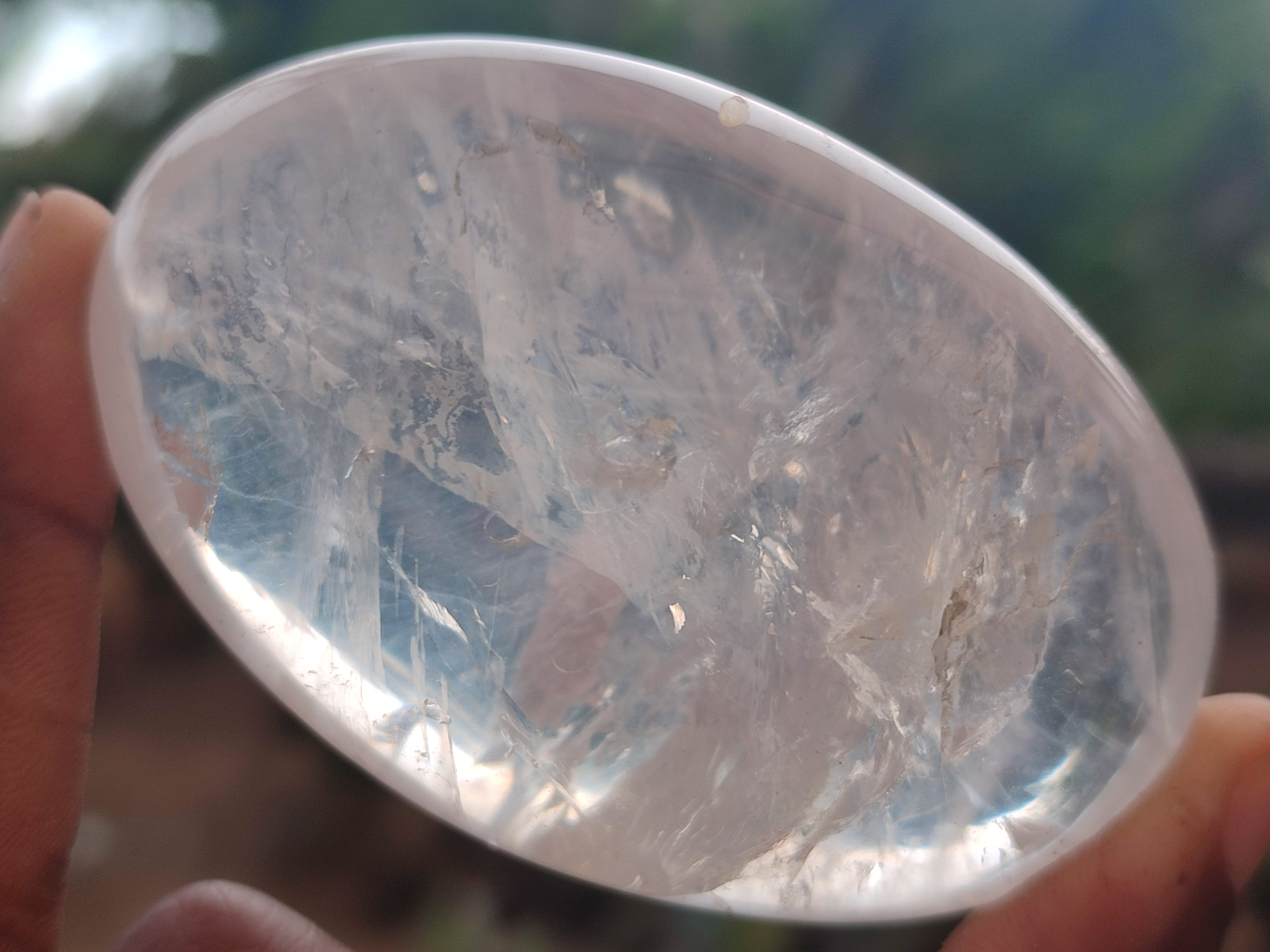 Polished Girasol Pearl Quartz Palm Stones x 6 From Madagascar - Toprock Gemstones and Minerals 