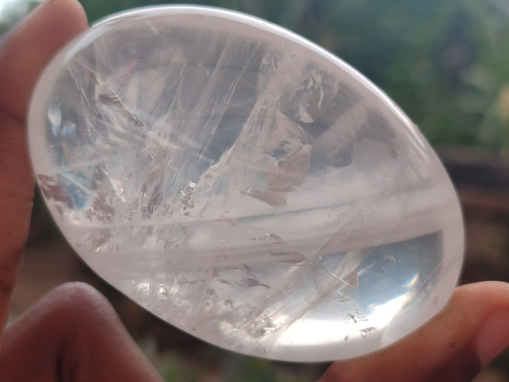 Polished Girasol Pearl Quartz Palm Stones x 6 From Madagascar - Toprock Gemstones and Minerals 