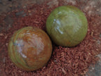 Polished Green Opal Spheres x 2 From Antsirabe, Madagascar - Toprock Gemstones and Minerals 