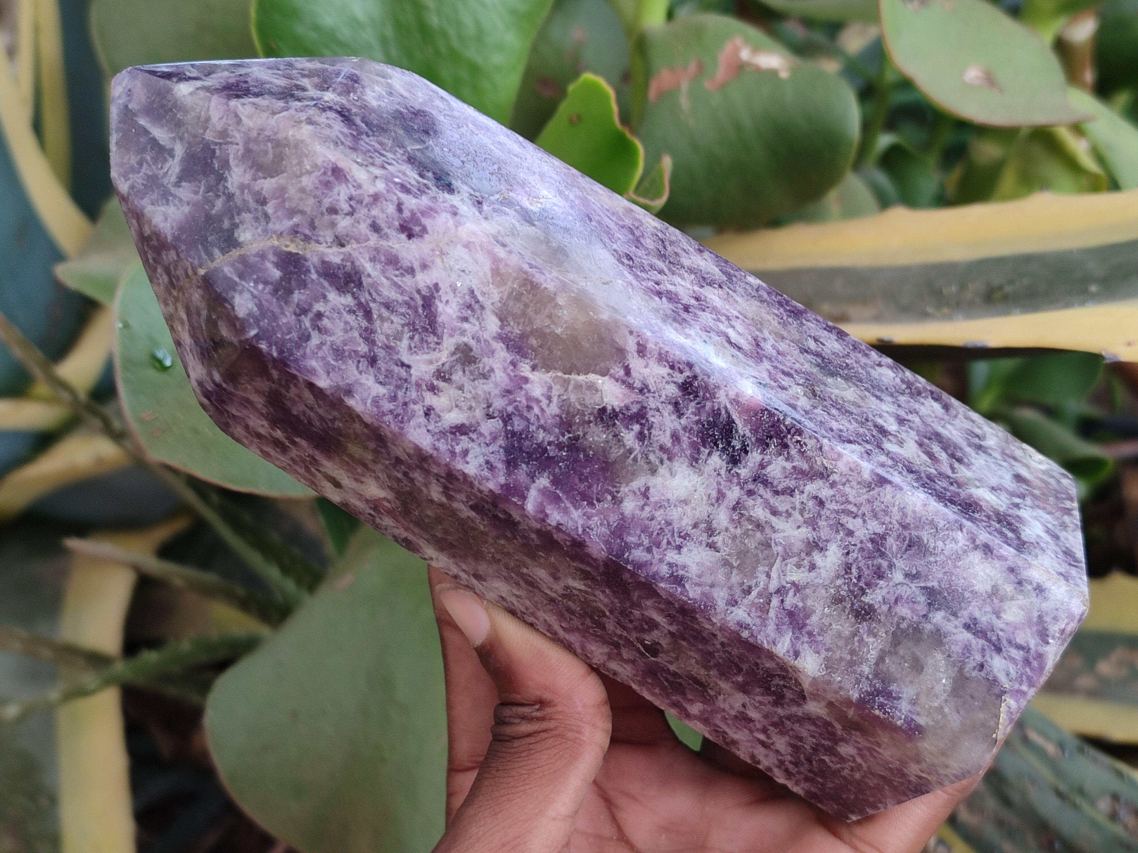 Polished Lepidolite with Pink Rubellite Point x 1 From Ambatondrazaka, Madagascar - Toprock Gemstones and Minerals 