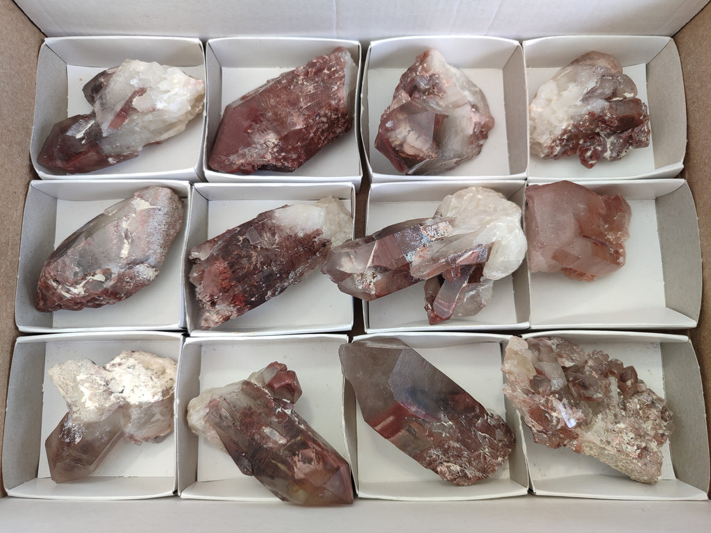 Natural Red Hematoid Quartz Crystals x 12 From Karoi, Zimbabwe - Toprock Gemstones and Minerals 