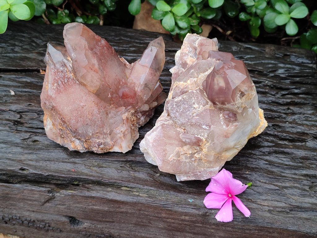 Natural Red Hematoid Quartz Clusters x 2 From Karoi, Zimbabwe - Toprock Gemstones and Minerals 