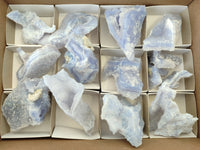 Natural Etched Blue Chalcedony Specimens x 12 From Nsanje, Malawi - Toprock Gemstones and Minerals 