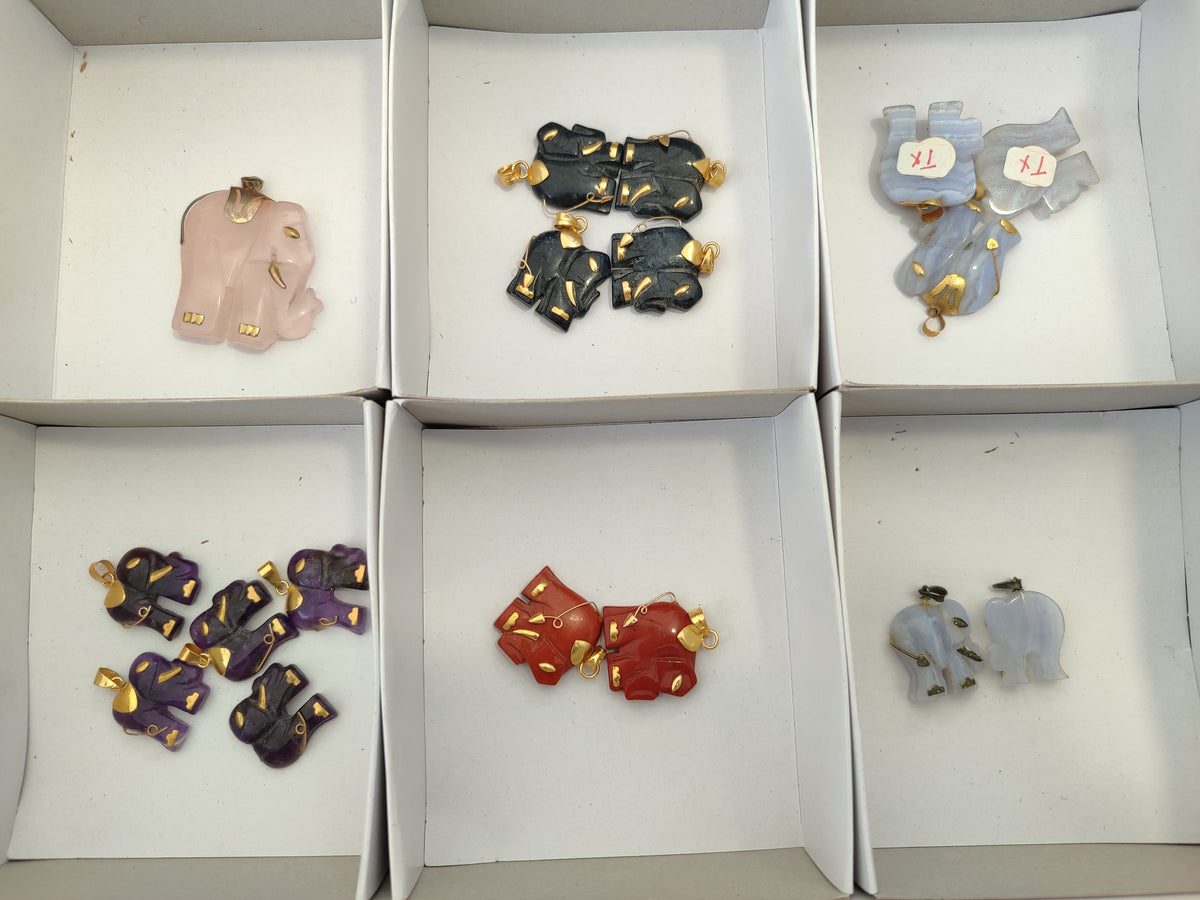 Hand Made Mixed Elephant Stone Pendants x 17 From Southern Africa - Toprock Gemstones and Minerals 