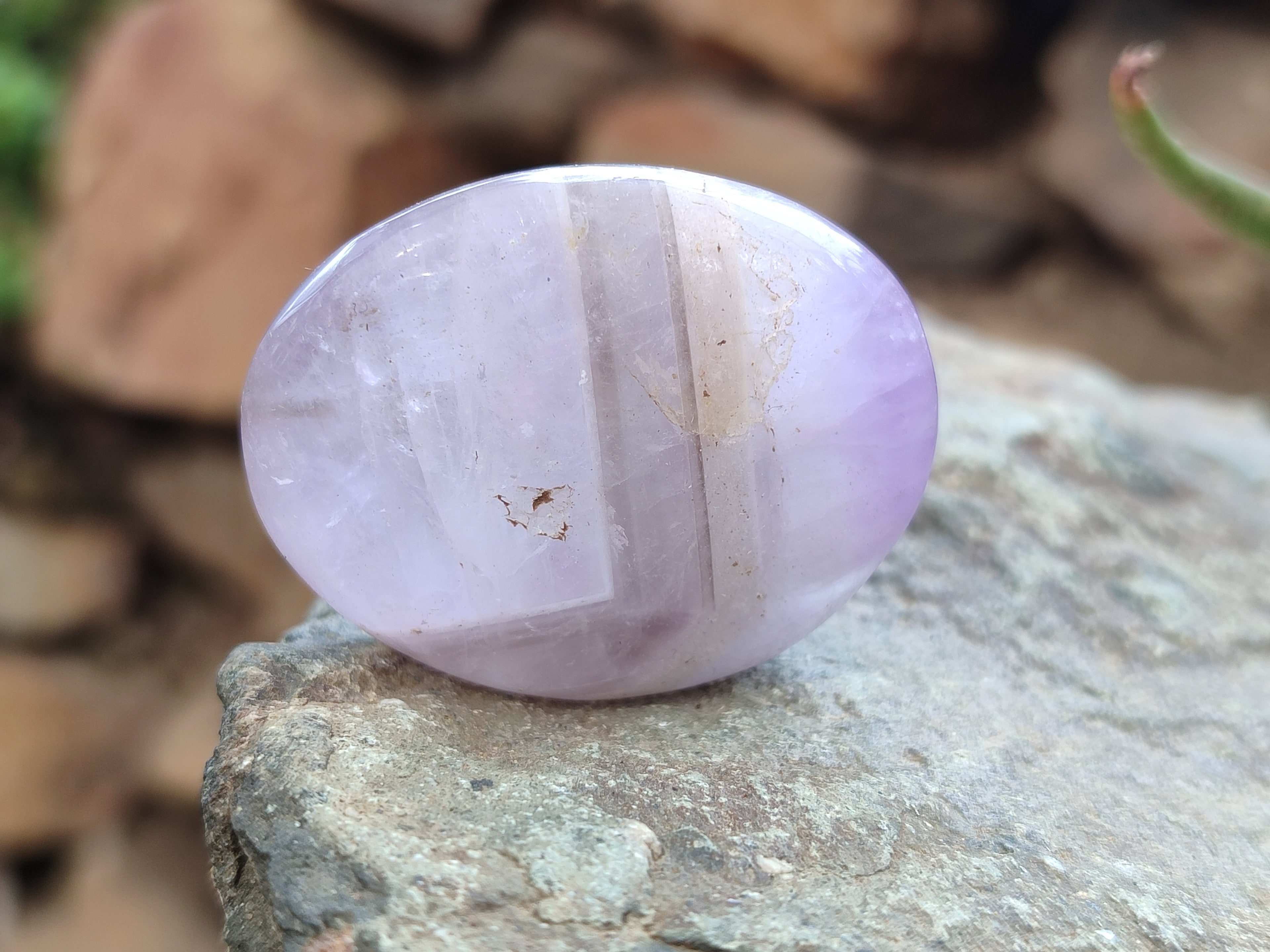 Polished Chevron Amethyst Palm Stones x 20 from Ankazobe, Madagascar - Toprock Gemstones and Minerals 