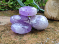 Polished Chevron Amethyst Palm Stones x 20 from Ankazobe, Madagascar - Toprock Gemstones and Minerals 