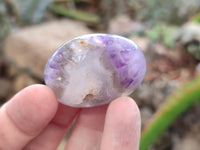 Polished Chevron Amethyst Palm Stones x 20 from Ankazobe, Madagascar - Toprock Gemstones and Minerals 