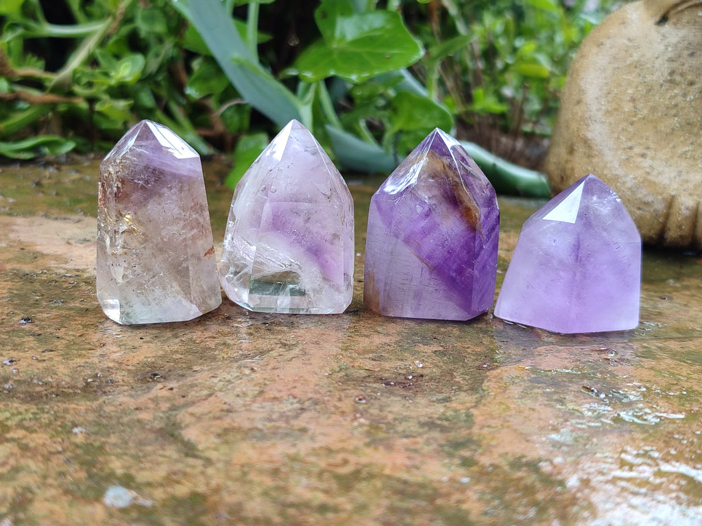 Polished Smokey Amethyst Window Quartz Crystals x 20 From Akansobe, Madagascar - Toprock Gemstones and Minerals 