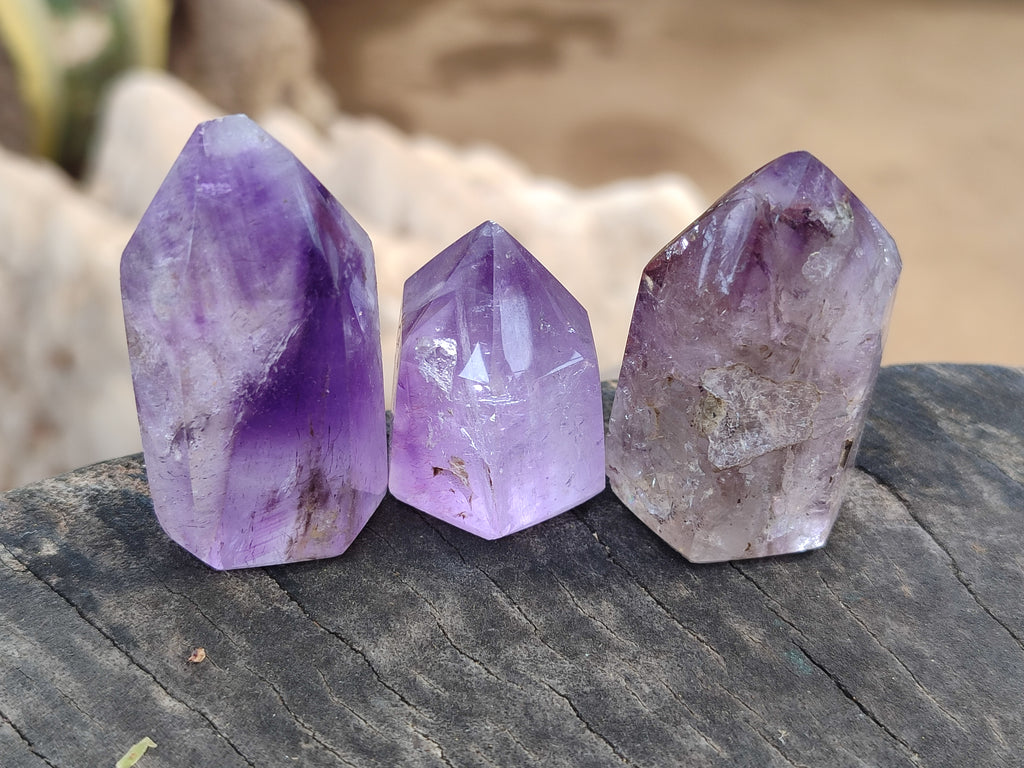 Polished Smokey Amethyst Window Quartz Crystals x 20 From Akansobe, Madagascar - Toprock Gemstones and Minerals 