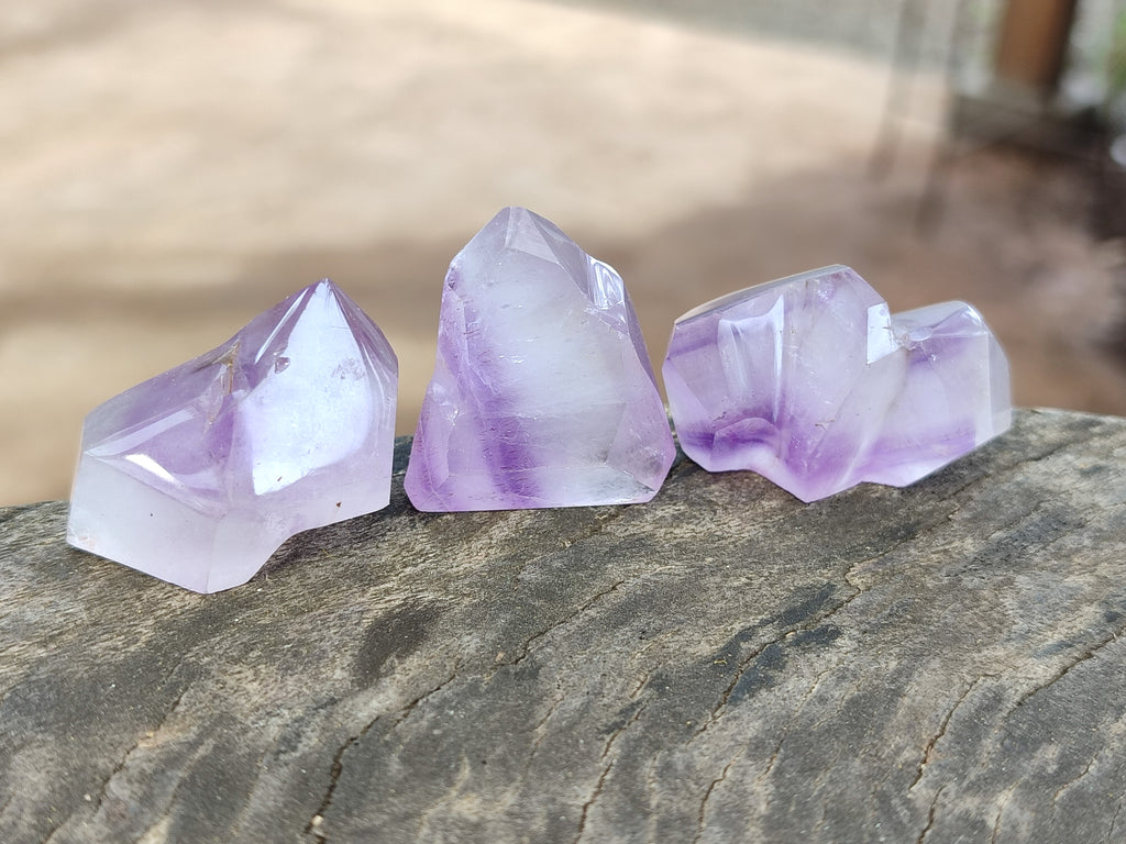 Polished Smokey Amethyst Window Quartz Crystals x 20 From Akansobe, Madagascar - Toprock Gemstones and Minerals 