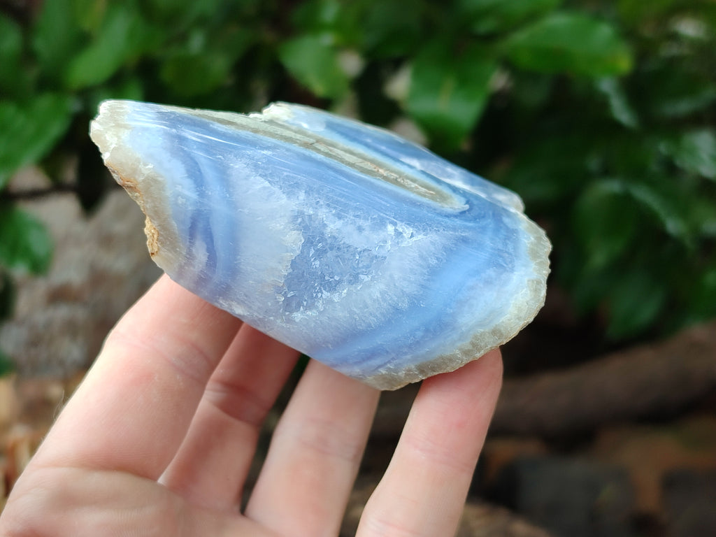 Polished on One Side Blue Lace Agate Geodes x 6 From Nsanje, Malawi - Toprock Gemstones and Minerals 