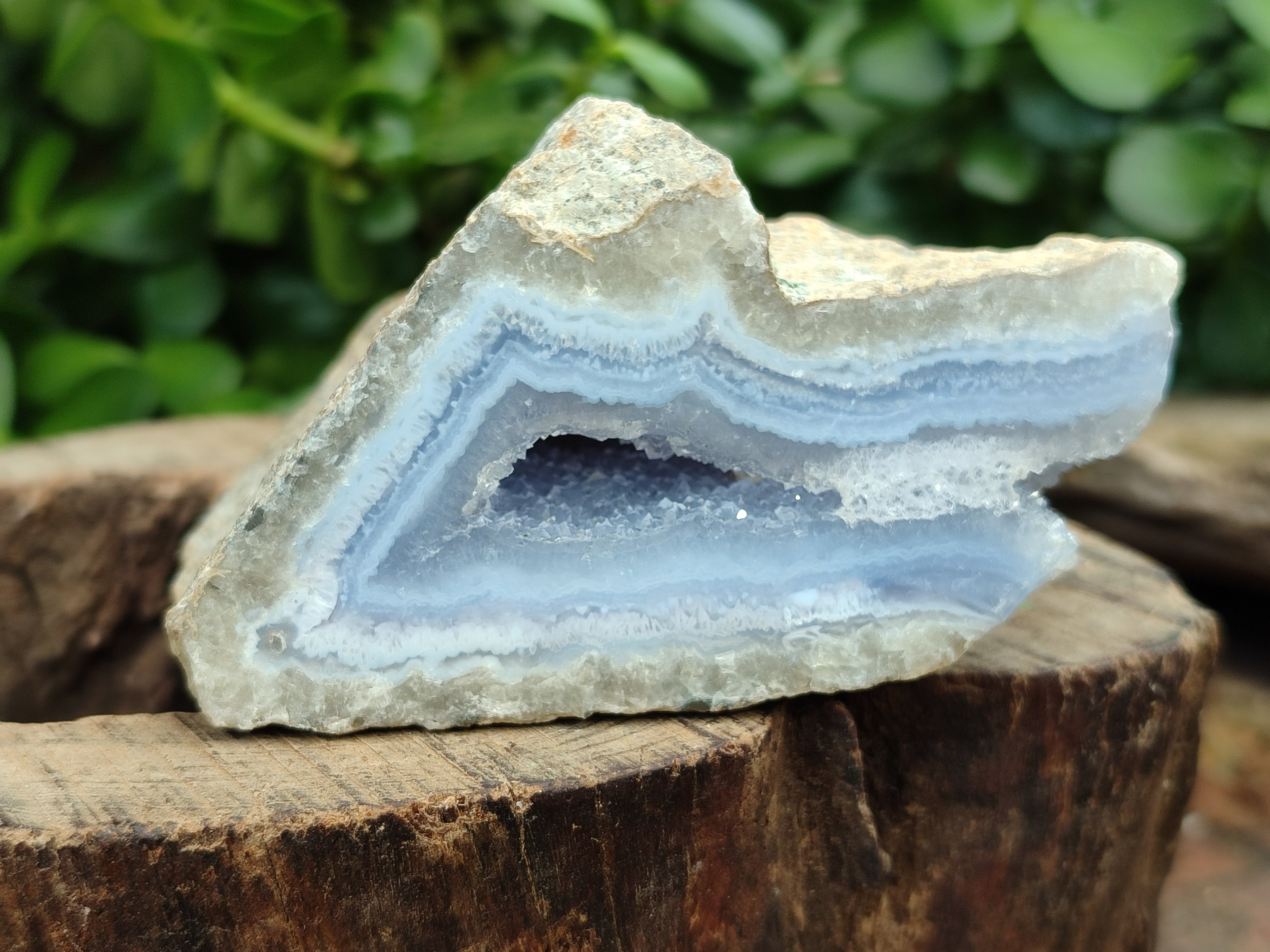 Polished on One Side Blue Lace Agate Geodes x 6 From Nsanje, Malawi - Toprock Gemstones and Minerals 