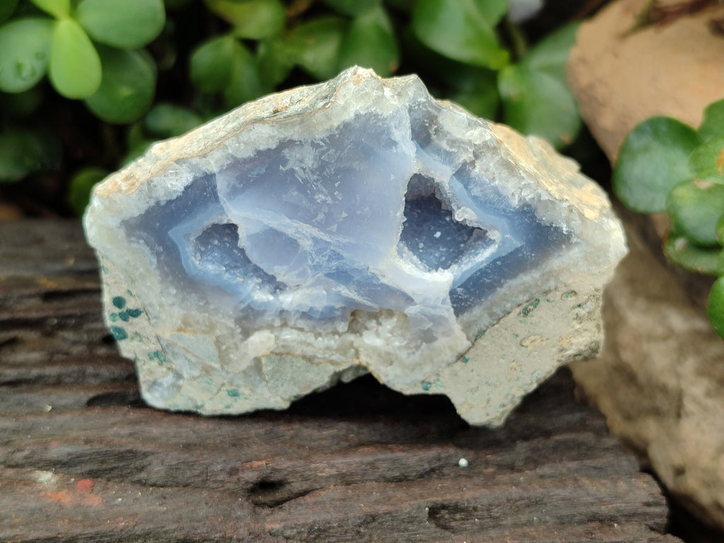 Polished on One Side Blue Lace Agate Geodes x 6 From Nsanje, Malawi - Toprock Gemstones and Minerals 