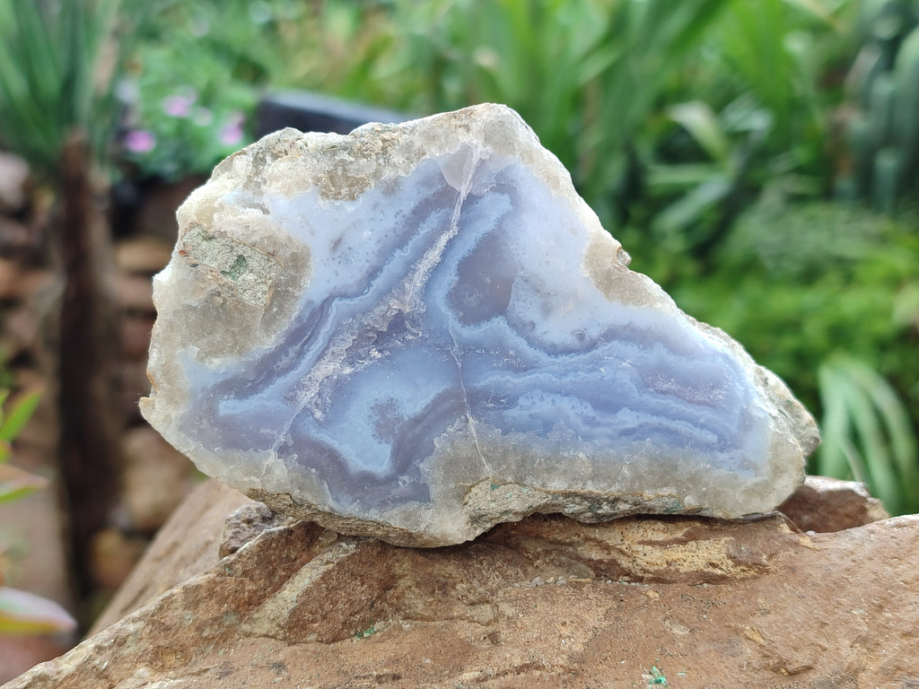 Polished on One Side Blue Lace Agate Geodes x 6 From Nsanje, Malawi - Toprock Gemstones and Minerals 