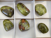 Polished Green Opal Standing Free Forms x 6 From Antsirabe, Madagascar - Toprock Gemstones and Minerals 