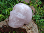 Hand Made Rose Quartz Skull Carving x 1 From Madagascar - Toprock Gemstones and Minerals 