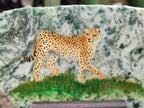 Hand Made Cheetahs Decoupage on Moss Agate Stone Slabs - Sold Per Item - From South Africa - Toprock Gemstones and Minerals 
