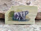 Hand Made Elephant Decoupage on Butter Jade Stone Slabs - sold per item - From South Africa - Toprock Gemstones and Minerals 