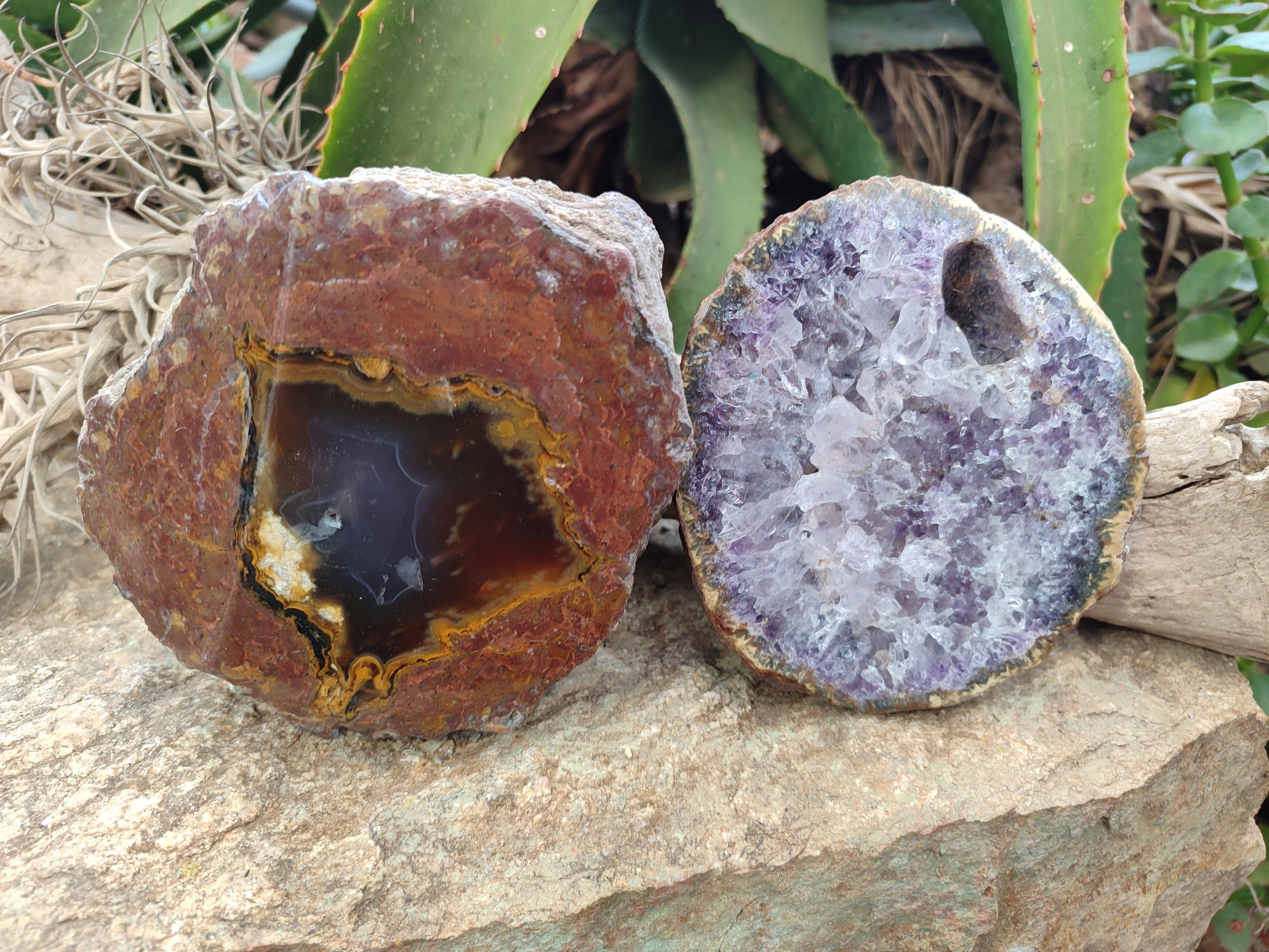 Polished On One Side Agate Nodules x 2 From South Africa - Toprock Gemstones and Minerals 