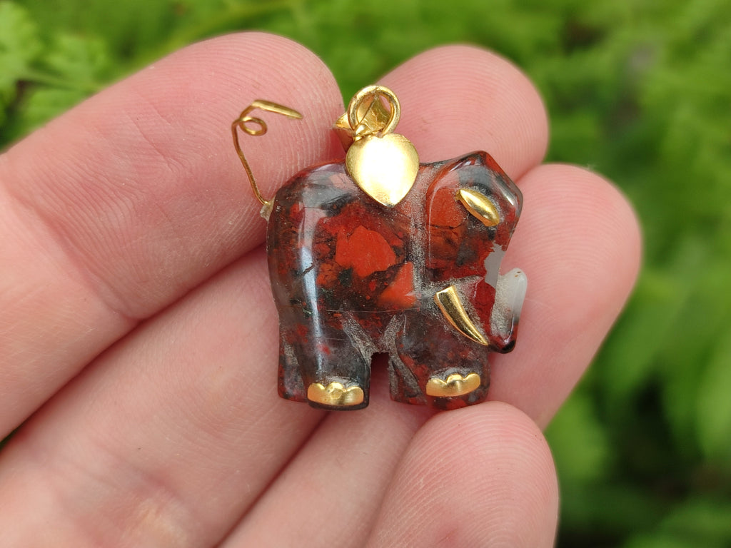 Hand Made Jasper Elephant Pendants x 6 From South Africa - Toprock Gemstones and Minerals 