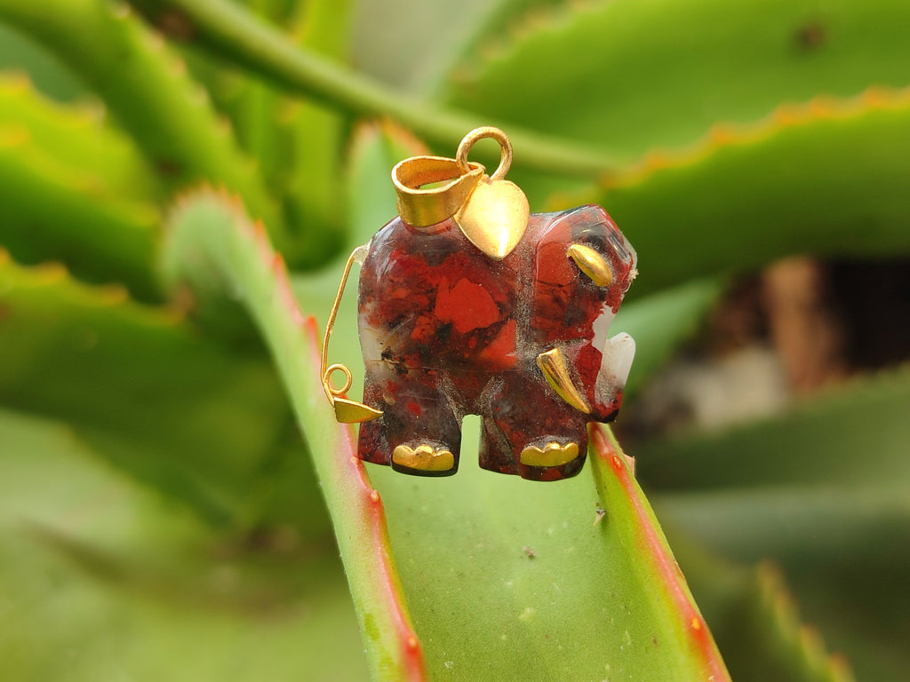Hand Made Jasper Elephant Pendants x 6 From South Africa - Toprock Gemstones and Minerals 