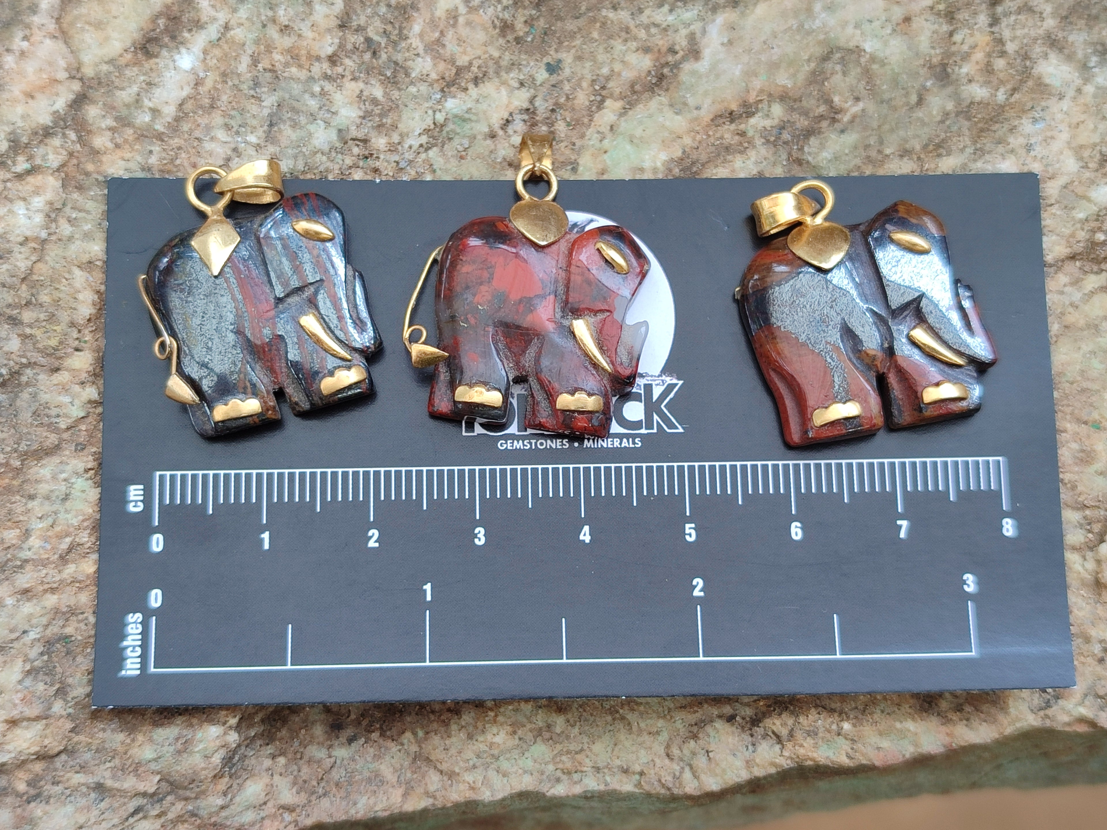 Hand Made Jasper Elephant Pendants x 6 From South Africa - Toprock Gemstones and Minerals 