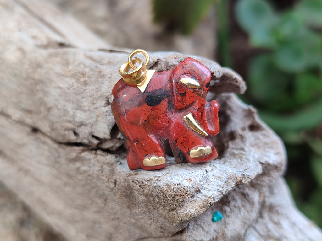 Hand Made Jasper Elephant Pendants x 6 From South Africa - Toprock Gemstones and Minerals 