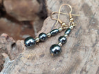 Polished Pair of Hematite and Silver Bead Earrings - Sold per Pair - From Southern Africa - Toprock Gemstones and Minerals 