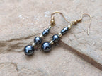 Polished Pair of Hematite and Silver Bead Earrings - Sold per Pair - From Southern Africa - Toprock Gemstones and Minerals 