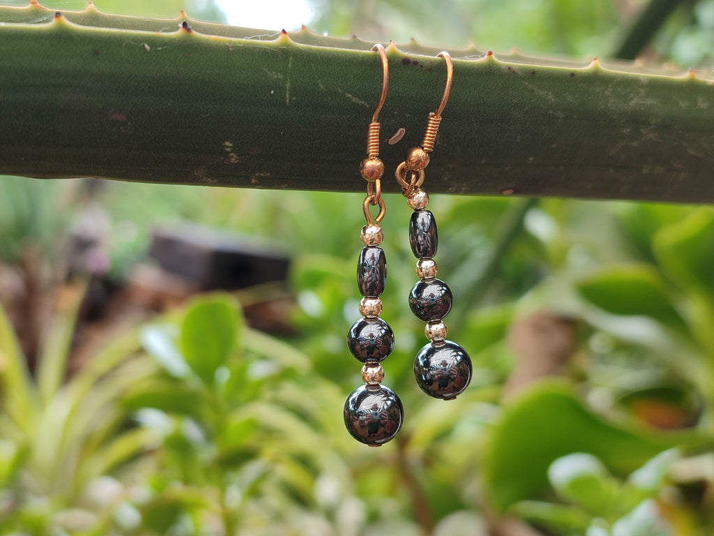 Polished Pair of Hematite and Silver Bead Earrings - Sold per Pair - From Southern Africa - Toprock Gemstones and Minerals 