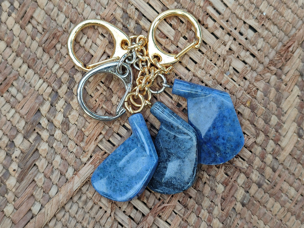 Hand Made Dumortierite Iron Golf Club Keyrings - sold per item - From Mozambique - Toprock Gemstones and Minerals 