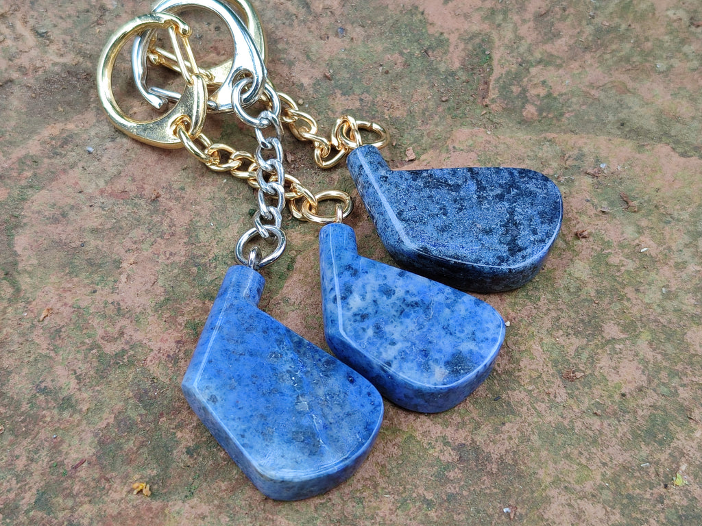 Hand Made Dumortierite Iron Golf Club Keyrings - sold per item - From Mozambique - Toprock Gemstones and Minerals 