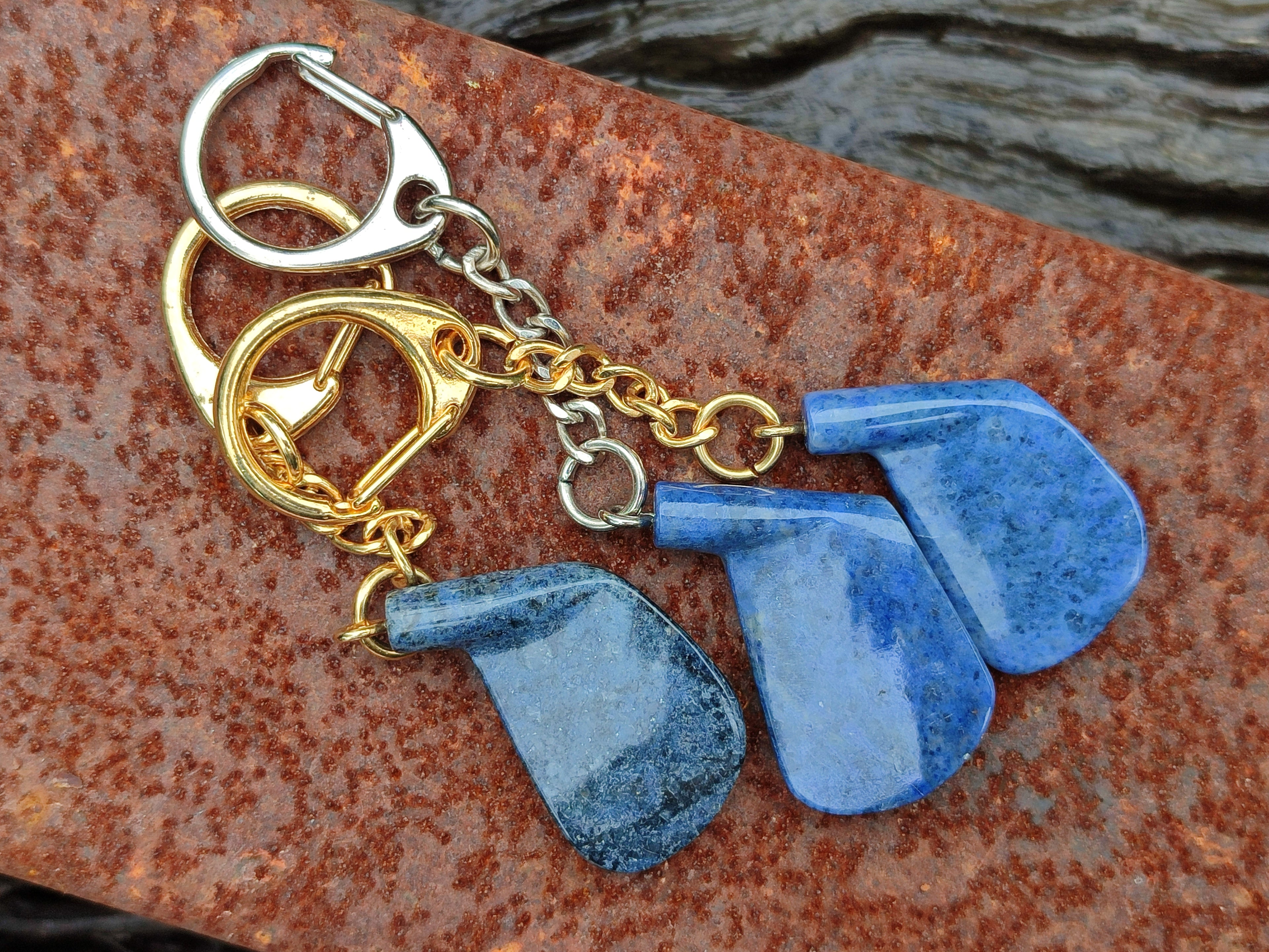 Hand Made Dumortierite Iron Golf Club Keyrings - sold per item - From Mozambique - Toprock Gemstones and Minerals 