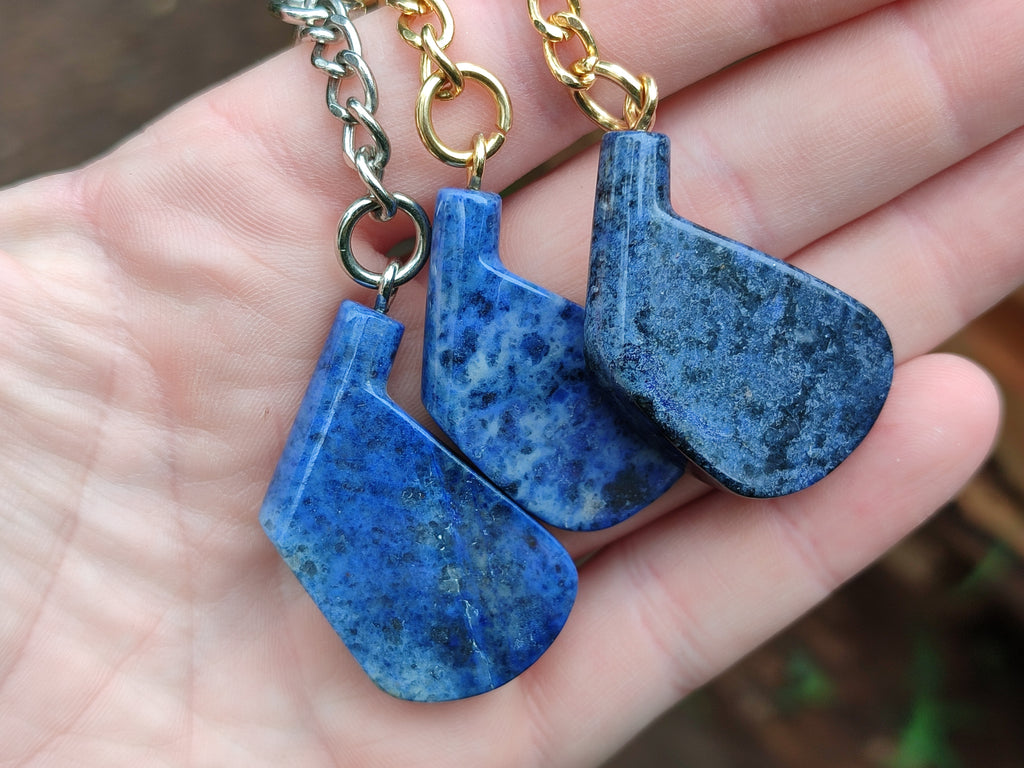 Hand Made Dumortierite Iron Golf Club Keyrings - sold per item - From Mozambique - Toprock Gemstones and Minerals 