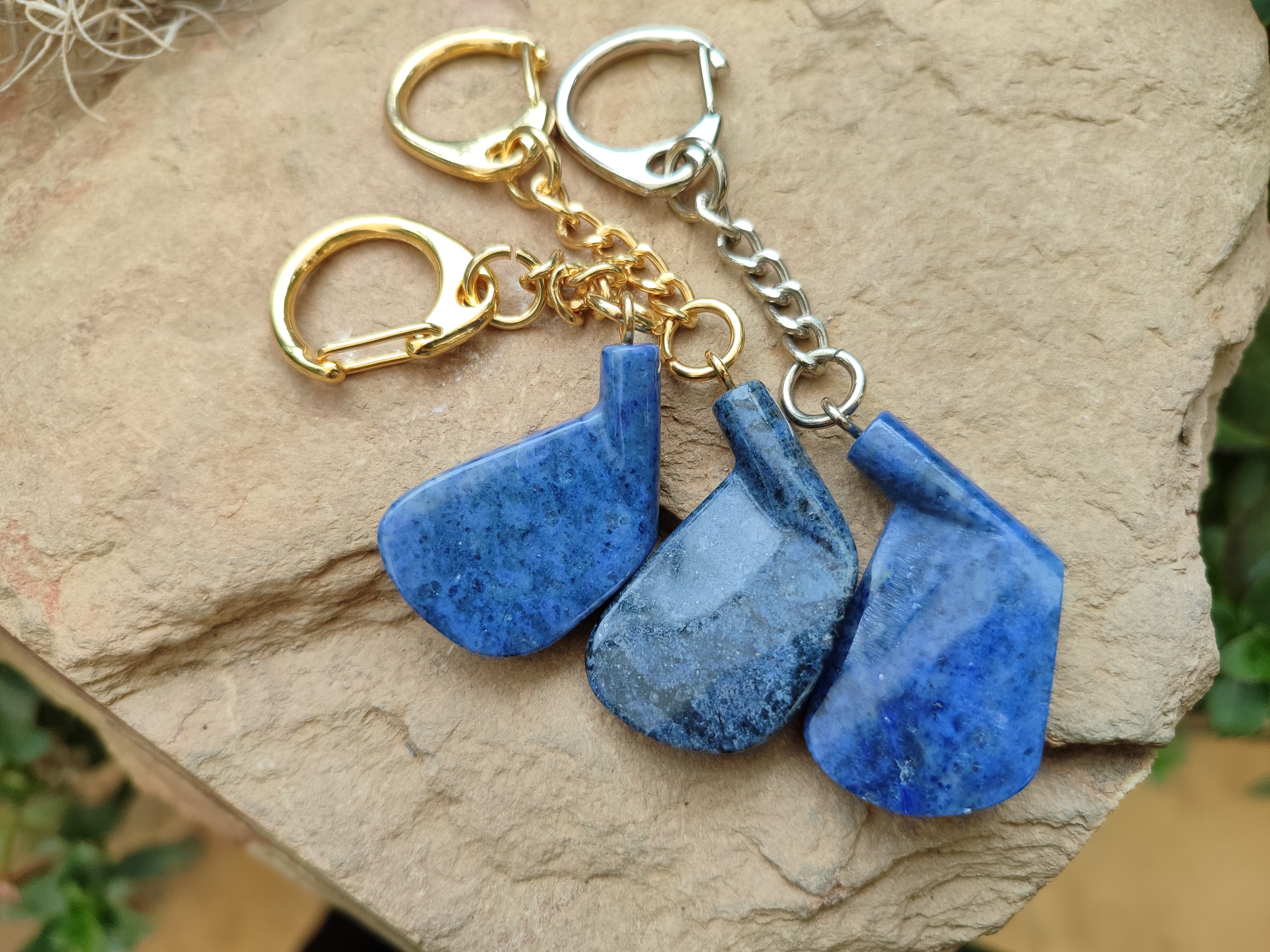 Hand Made Dumortierite Iron Golf Club Keyrings - sold per item - From Mozambique - Toprock Gemstones and Minerals 