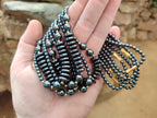 Polished Silver Hematite Bead and Disk Choker Necklace - Sold Per Item - From China - Toprock Gemstones and Minerals 