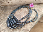 Polished Silver Hematite Bead and Disk Choker Necklace - Sold Per Item - From China - Toprock Gemstones and Minerals 
