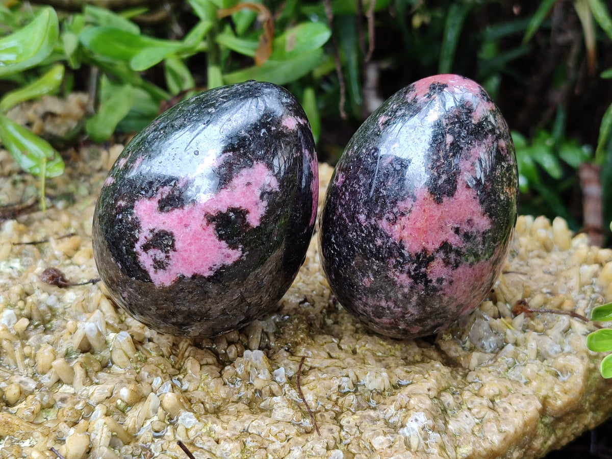 Polished Rhodonite Eggs x 4 From Madagascar - Toprock Gemstones and Minerals 