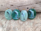 Polished Aventurine Pendant with Hand Painted Dolphin - Sold Per Item - From Zimbabwe - Toprock Gemstones and Minerals 