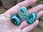 Polished Aventurine Pendant with Hand Painted Dolphin - Sold Per Item - From Zimbabwe - Toprock Gemstones and Minerals 